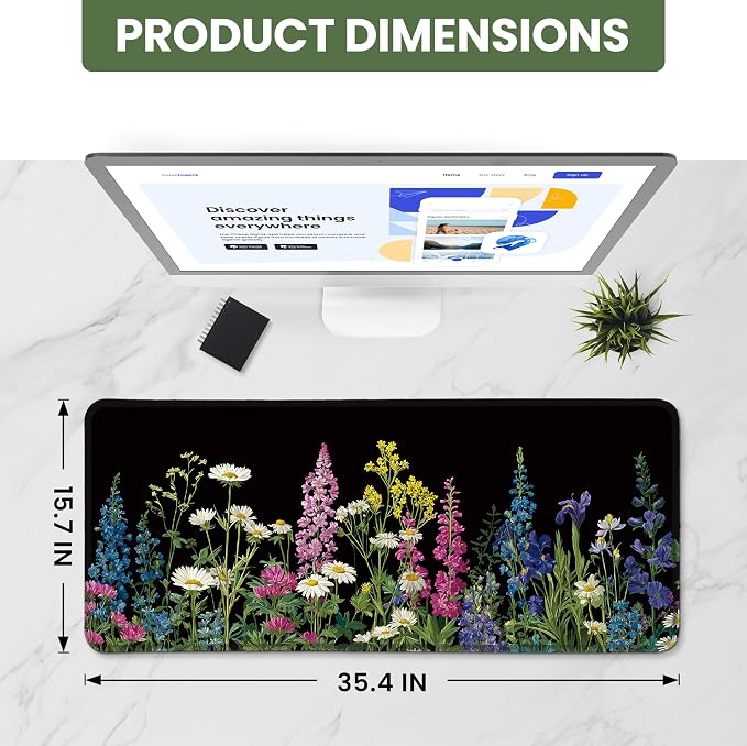 Aesthetic Desk Mat, Cute Starlit Floral Desk Pad Protector - Image 2