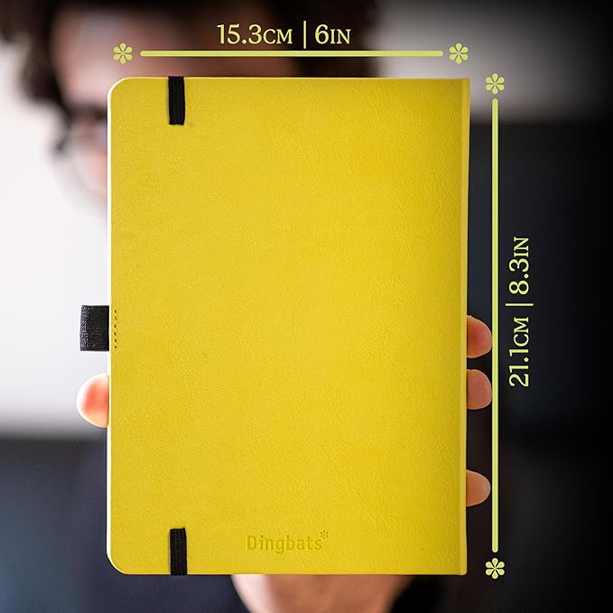 Dingbats* Earth Dotted Writing Journal Notebook A5 - Vegan Leather Hardcover - Ideal for Work, Travel - Pocket, Elastic Closure & Bookmark-DeskLoop Office