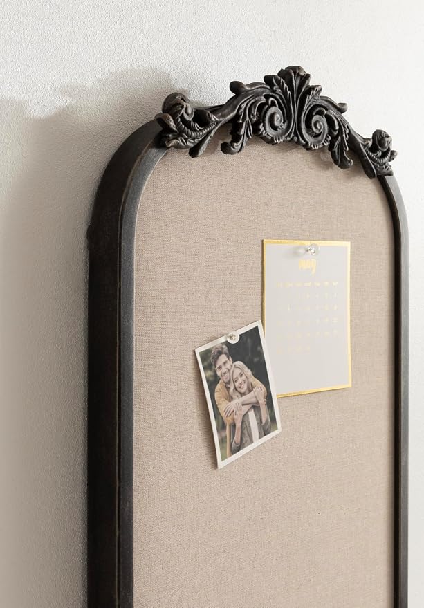 Kate and Laurel Arendahl Arch Pinboard; 13 x 25; Black; Framed Arched Ornate - Image 5