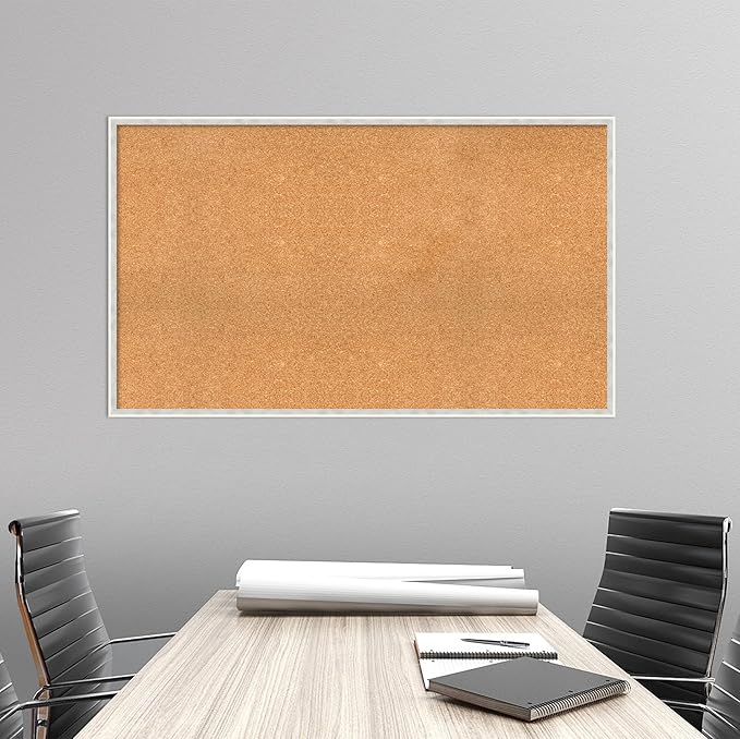 Amanti Art Natural Cork Board for Wall, 29x49 Vision Board with White Frame, Oversize Corkboard Office Decor for Home Organization, Modern Corkboard Pinboard to Display Items for Home Organization in-DeskLoop Office
