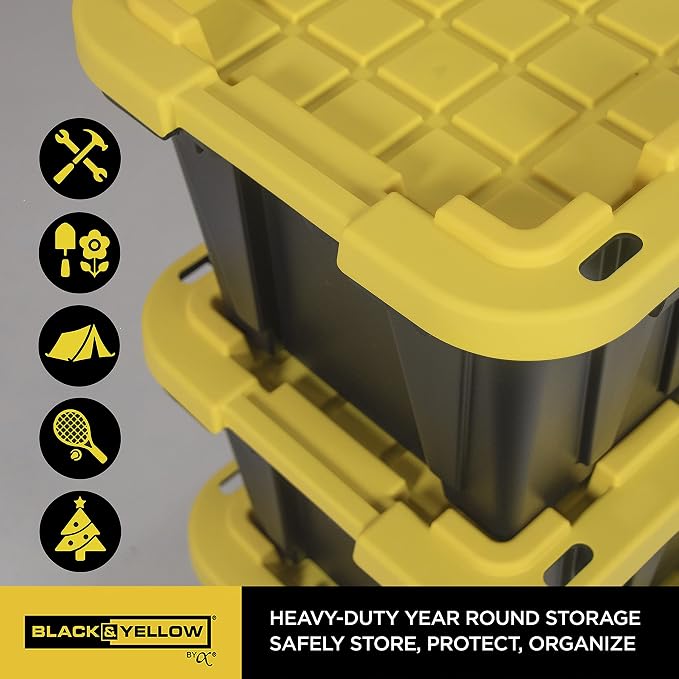 CX BLACK & YELLOW 12-Gallon Heavy Duty Storage Bins - Image 6