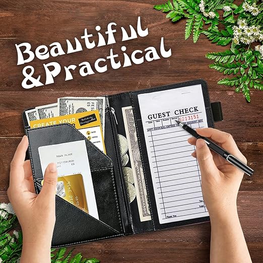 Server Book for Waitress with Everlasting Pencil, Money Pocket Leather Wallet - Image 8