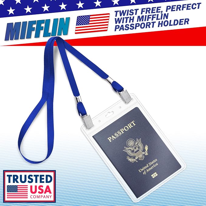 MIFFLIN-USA - Bulk Flat Lanyards w/Two Bulldog Clips - 39 Inch, 100 PK - - Image 2