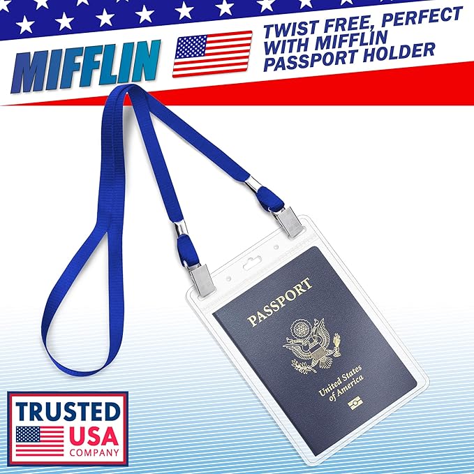 MIFFLIN-USA - Bulk Flat Lanyards w/Two Bulldog Clips - 39 Inch, 50 PK - - Image 2