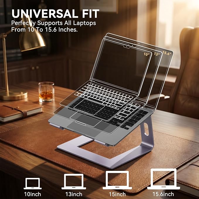 SOUNDANCE Laptop Stand, Aluminum Computer Riser, Ergonomic Laptops Elevator - Image 5