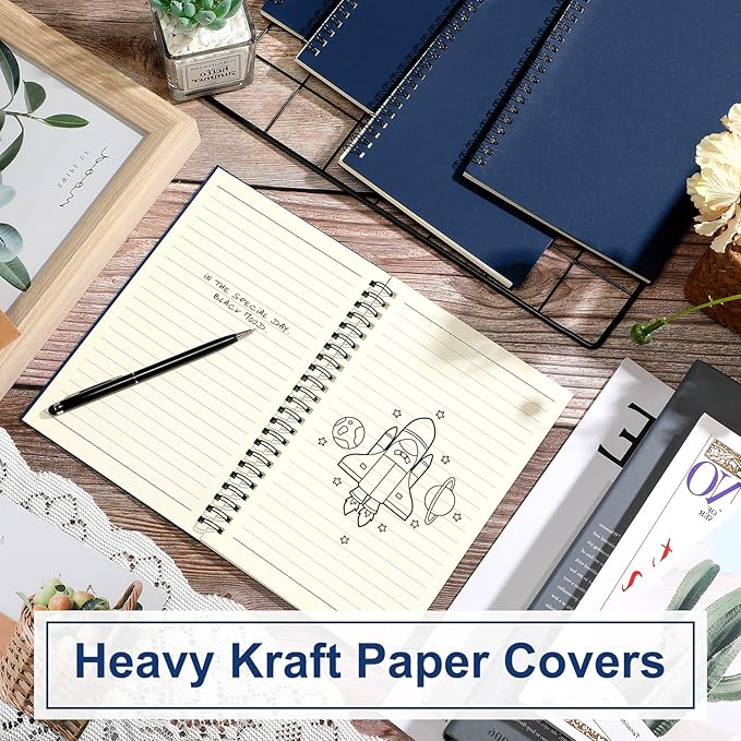 Yahenda 2 Pcs Spiral Notebook Bulk A5 Journal Lined 8.3'' x 5.5'' Writing Composition Paper Small Notepad Subject Notebook for Students Office Business Back to School Supplies (Deep Blue)-DeskLoop Office