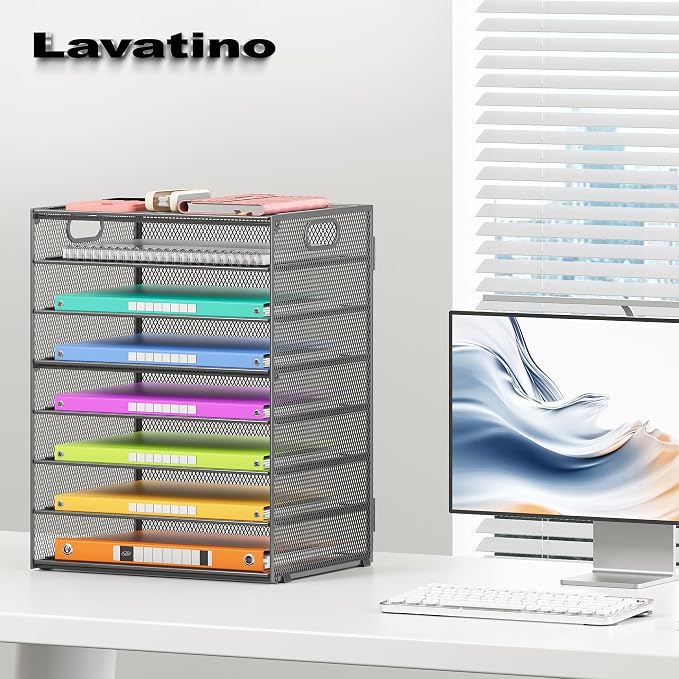 Lavatino 2 Pack 8-Tier Office Desk File Organizer, Letter Tray Paper Organizer - Image 4