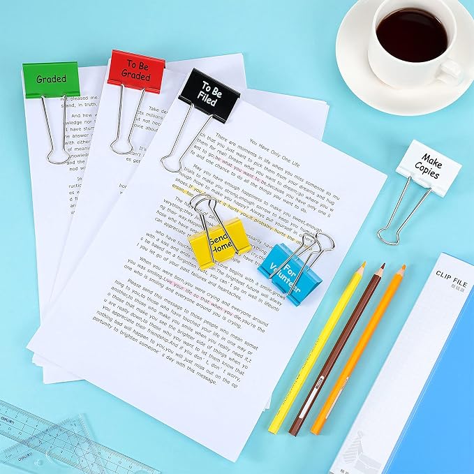 Tenare 6 Pieces Teacher Essentials Large Binder Clips 2 Inches Teacher Binder - Image 3