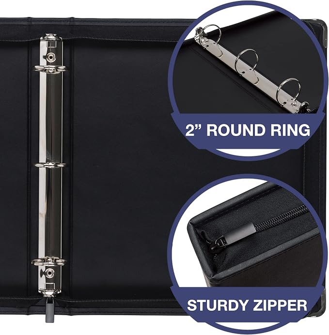 Samsill Classic Collection Leather Zipper Binder, Executive Presentation - Image 4
