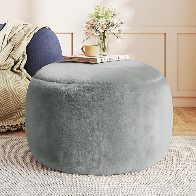 Gericco Round Pouf Ottoman Foot Rest, 29 X 18Inch Floor Poufs Footstool by Gericco