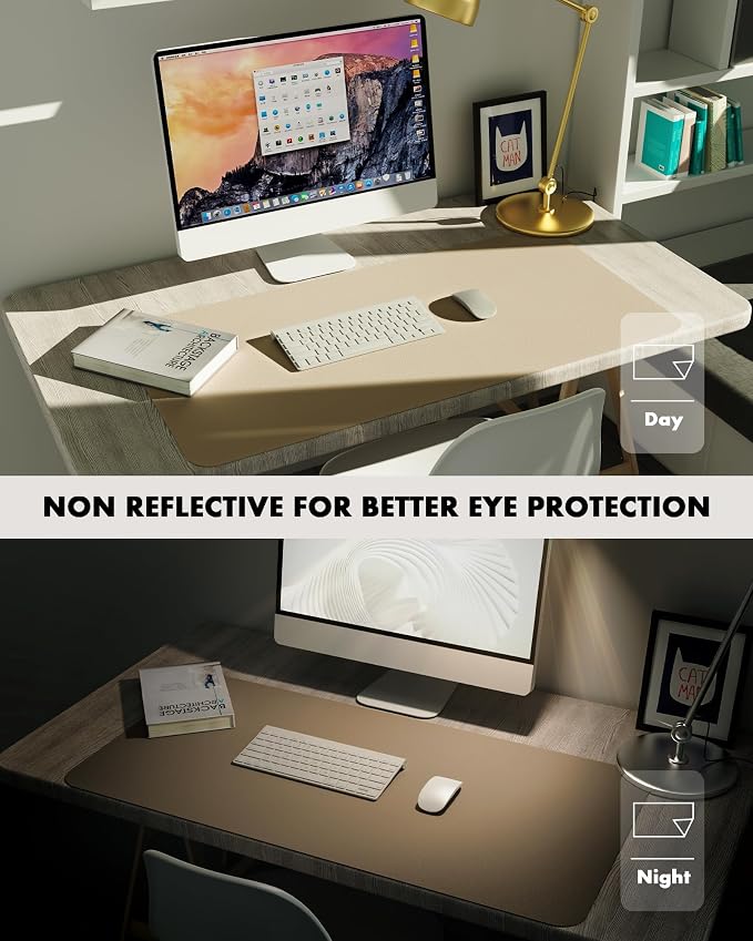 YSAGi Double-Sided Desk Pad, 31.5"x15.7"Leather Desk Mat, Eco Cork Desk Pad - Image 5