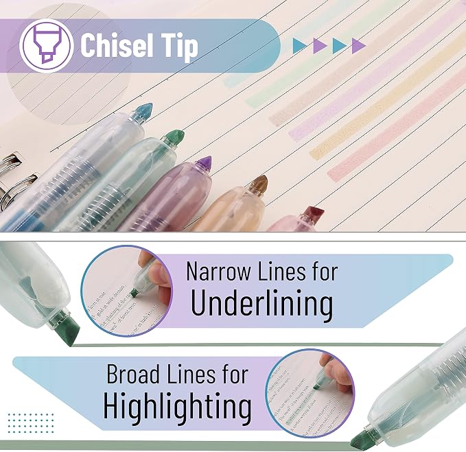 Mr. Pen- Retractable Highlighters, 6 Pack, Muted Pastel Colors | Chisel Tip - Image 5