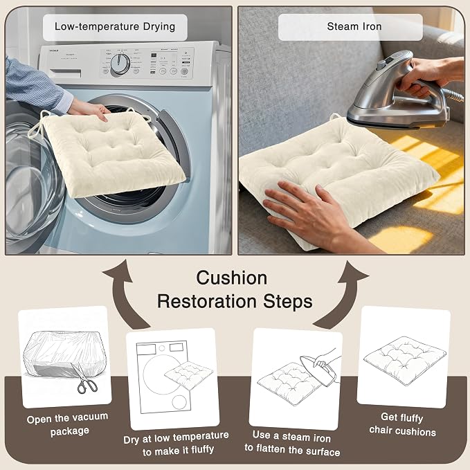 OVOV 4 Pack Chair Cushions for Dining Chairs Soft Seat Cushions for Kitchen - Image 6