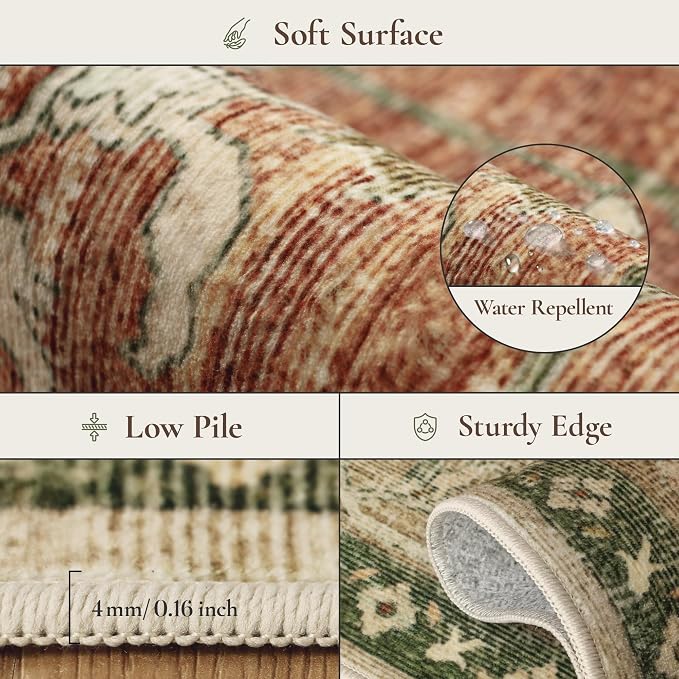 GENIMO 8x10 Area Rugs for Living Room, Machine Washable Non Slip Vintage Rugs - Image 7