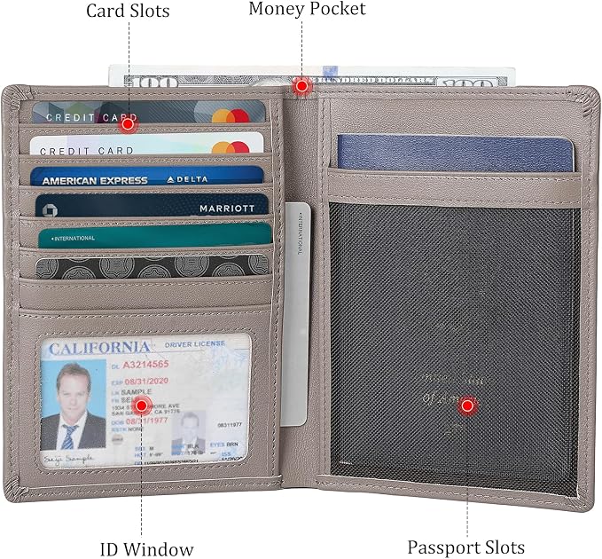 Polare Luxury RFID Blocking Leather Passport Holder Travel Wallet - Image 4