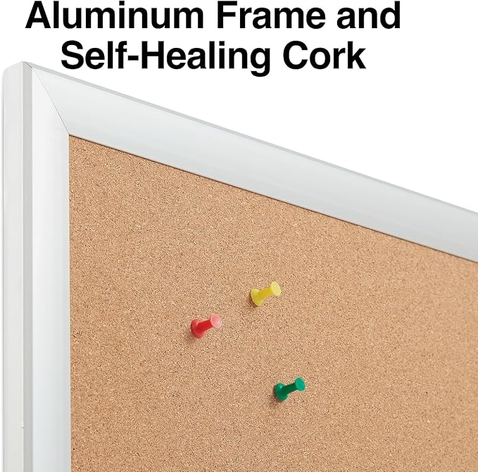 Staples Cork Bulletin Board, Aluminum Frame - Image 3