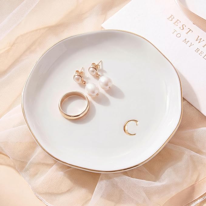 Ceramic Jewelry Tray, Personalized Initial Jewelry Dish by GIVITASOT