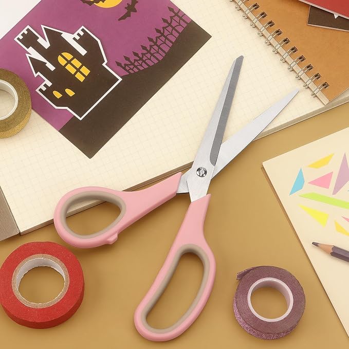 LONGKEY 8.5" Pastel Scissors 3-Pack, Ultra Sharp Stainless Steel, Soft Grip - Image 6