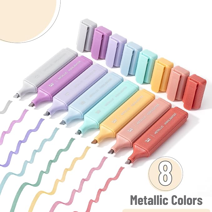 Mr. Pen- Glitter Highlighters, 8 Pack, Metallic Colors | Chisel Tip Highlighter - Image 2