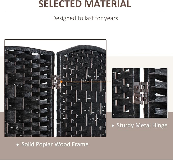 NicBex Room Divider 6 Panel Room Dividers with Wicker Weave Design Partition Room Dividers and Folding Privacy Screens 6 FT Wall Divider for Office, Room Separation,106.25"W x 0.75"D x 70.75"H, Black-DeskLoop Office