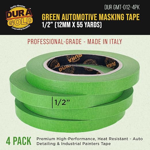 Dura-Gold Green Automotive Masking Tape 1/2 Inch, 4 Rolls - Image 2