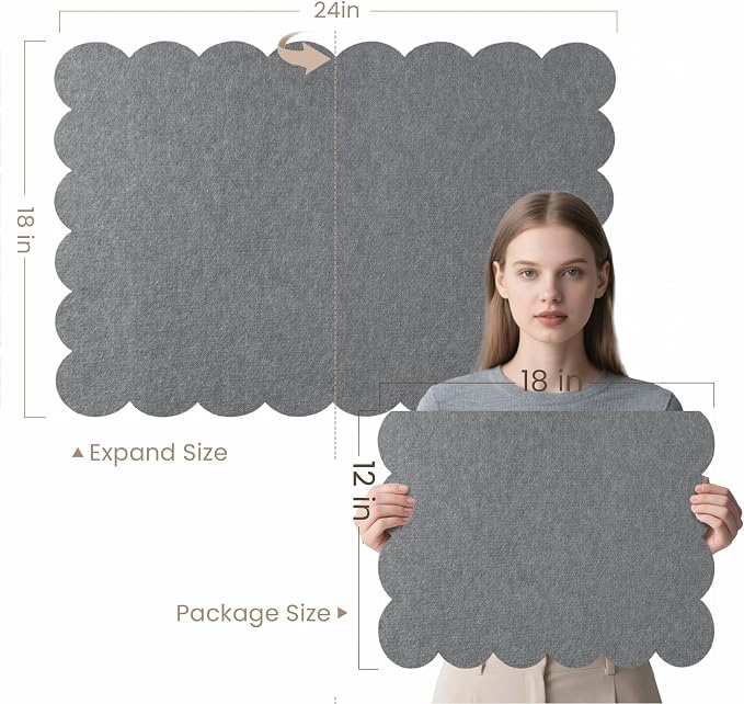 Lightomorrow Scalloped Bulletin Board, 24 x 18 Inches Felt Pin Board - Image 2