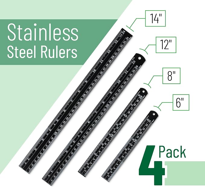 Mr. Pen- Metal Straight Edge Ruler, Imperial & Metric Measurements - Image 2