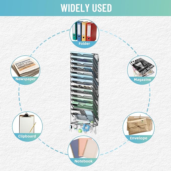 SUPEASY Wall File Organizer, 15 Tier Hanging File Organizer - Image 2
