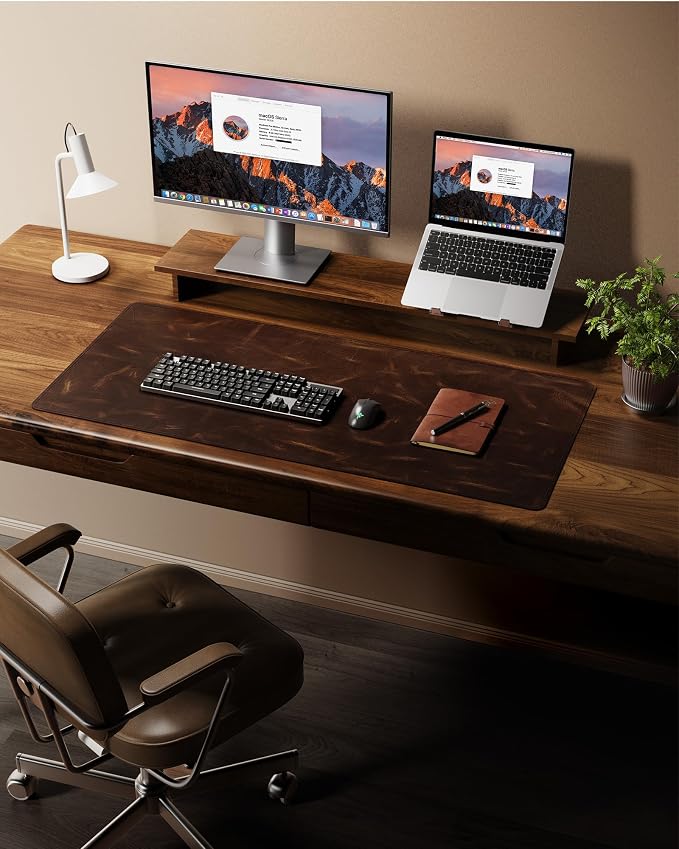YSAGi Leather Desk Mat, 23.6"x13.8"Real Leather Desk Pad, 2mm Thick Desk Blotter - Image 7