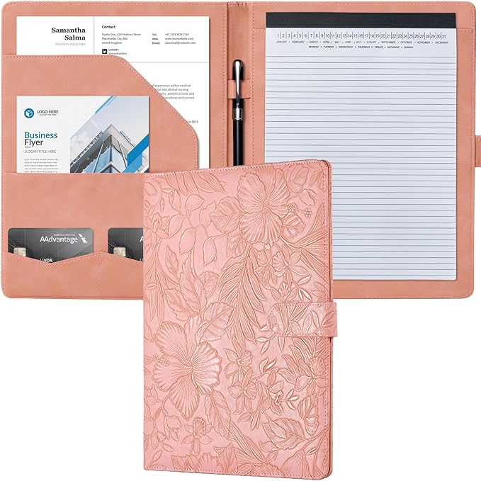 Mymazn Padfolio Portfolio Binder, Faux Leather Interview Resume Folder by Mymazn
