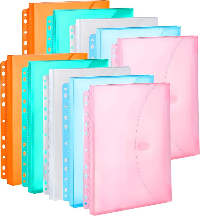FANWU 10 Pack Assorted Color Expandable Poly Binder Pocket, 3/4-inch Gusset by Unknown