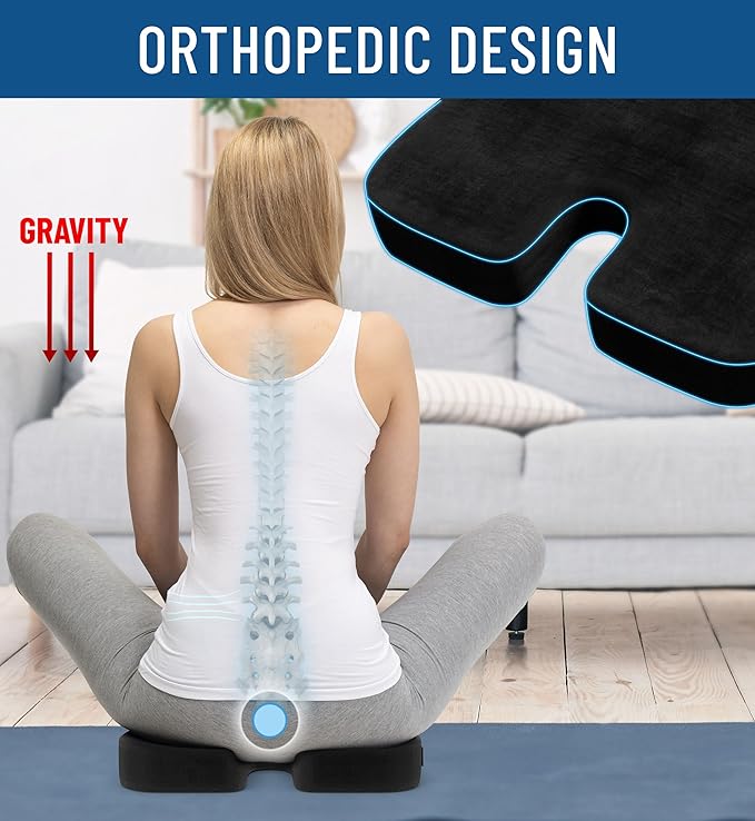 Everlasting Comfort Memory Foam Car Seat Cushion for Long Driving - Back Pain, Sciatica, Tailbone Pain Relief - Adult Booster Wedge Seat Cushions for Car, Truck Seats - Non-Slip, Washable Cover-DeskLoop Office