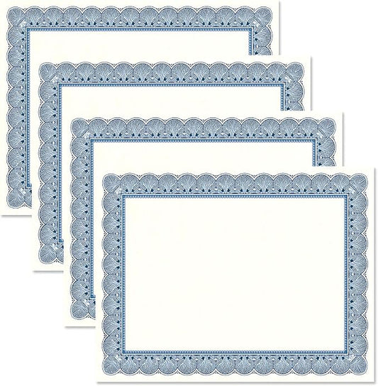 Elite Blue & White Parchment Certificate Papers by Fine+Stationery