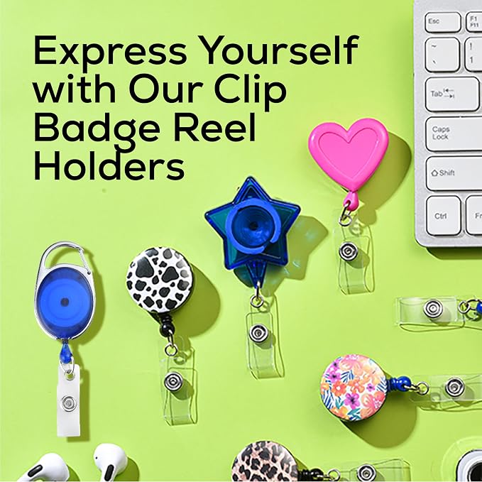2 Pack ID Badge Holder with Clip – Transparent Blue Badge Reels with ID Sleeves - Image 7