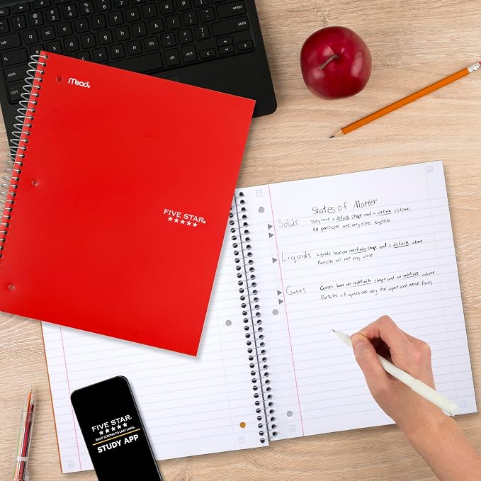 Five Star Spiral Notebook + Study App, 3 Subject, Wide Ruled Paper, 10-1/2" x 8" - Image 8
