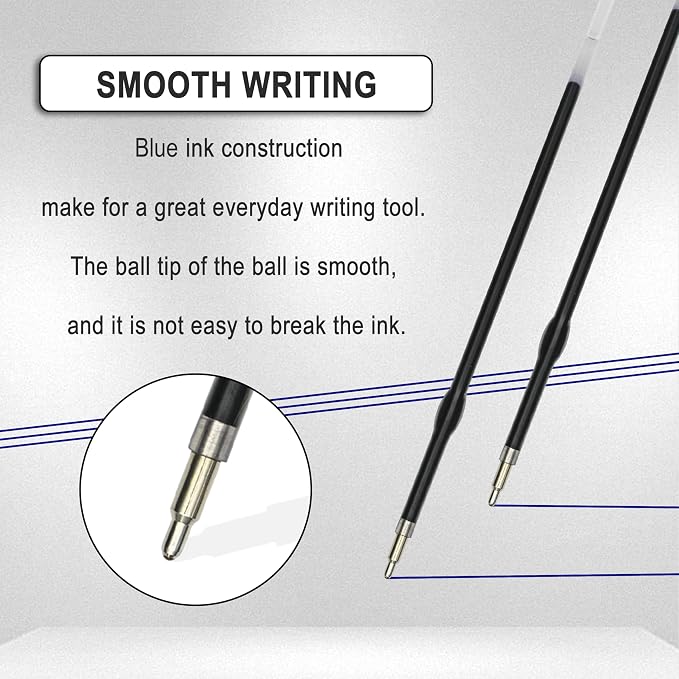 Linbsunne 50 Pieces Ballpoint Refills Medium Point 1.0 mm Blue Ink Replaceable - Image 3