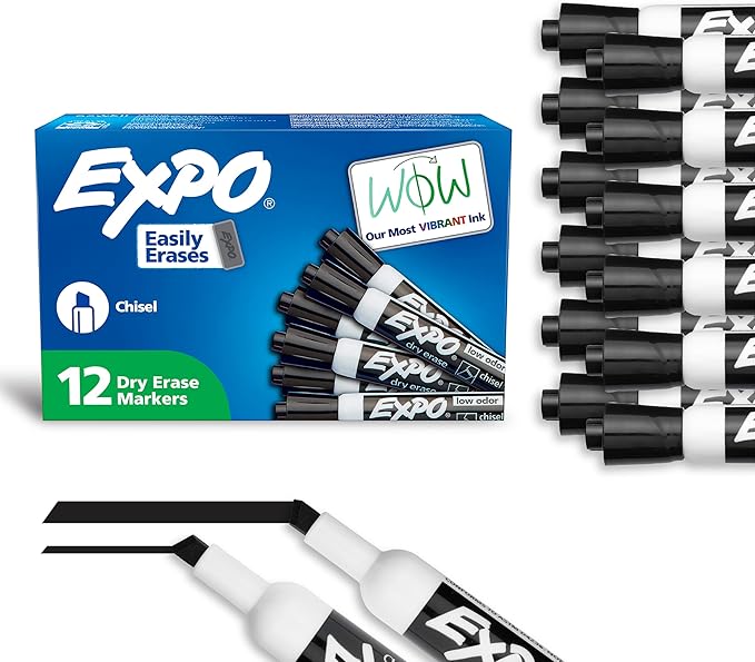EXPO Dry Erase Markers, Low Odor Ink, Chisel Tip, Organization, Essential by Unknown