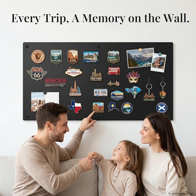 Large Magnetic Board for Wall: Non-Magnetic Fridge Solution | Matte Black Metal - Image 2