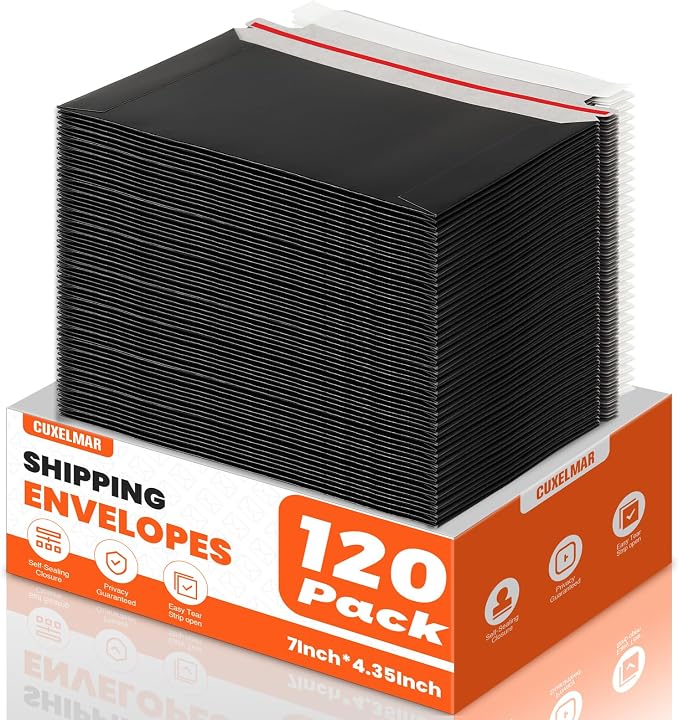 120 Pack Black Rigid Mailers, Perfect Size Shipping Envelopes by Unknown