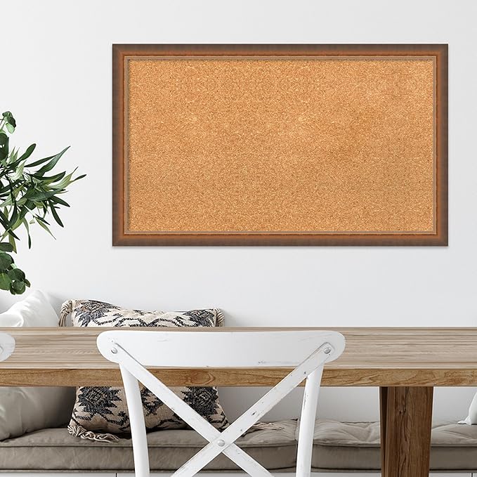 Amanti Art Natural Cork Board for Wall, 18x30 Vision Board with Bronze Frame, Medium Corkboard Office Decor for Home Organization, Modern Corkboard Pinboard to Display Items for Home Organization in-DeskLoop Office