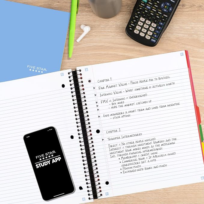 Five Star Advance Spiral Notebook + Study App, 5 Subject, 8.5" x 11" College - Image 3