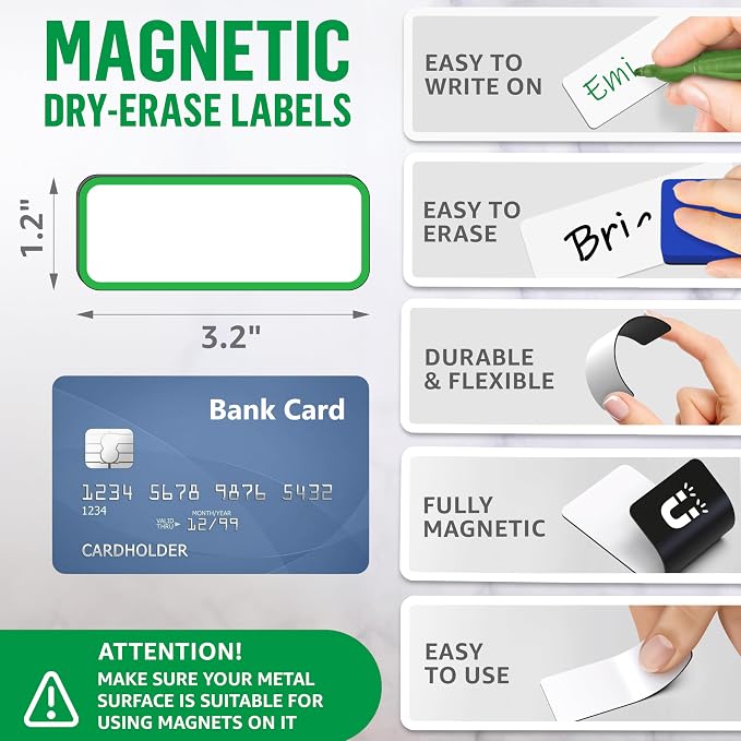 50 Pack Dry Erase Magnetic Labels 3.2x1.2 in - Image 2