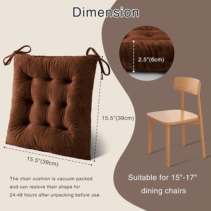 OVOV 4 Pack Chair Cushions for Dining Chairs Soft Seat Cushions for Kitchen - Image 2