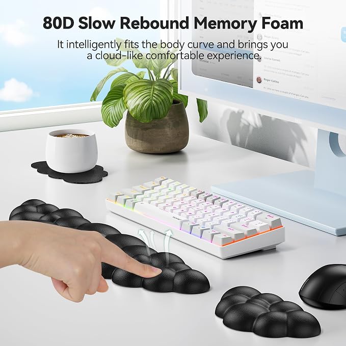 TECKNET Cloud Keyboard Wrist Rest Set, Cloud Wrist Rest - Image 4