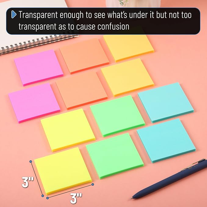 Mr. Pen- Transparent Glitter Sticky Notes, 20 Pads, 1000 Sheets | Glitter - Image 3
