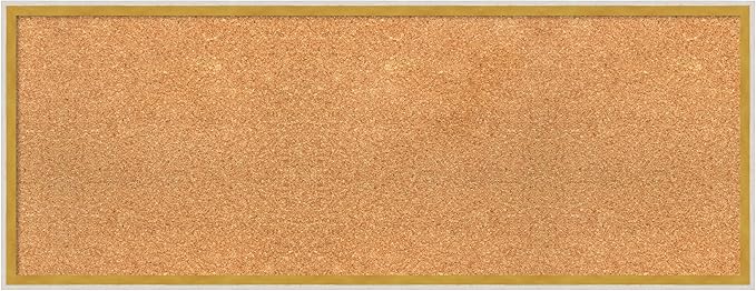 Amanti Art Natural Cork Board for Wall, 15x39 Vision Board with White Frame, Medium Corkboard Office Decor for Home Organization, Modern Corkboard Pinboard to Display Items for Home Organization in-DeskLoop Office