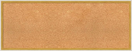 Amanti Art Natural Cork Board for Wall, 15x39 Vision Board with White Frame, Medium Corkboard Office Decor for Home Organization, Modern Corkboard Pinboard to Display Items for Home Organization in-DeskLoop Office