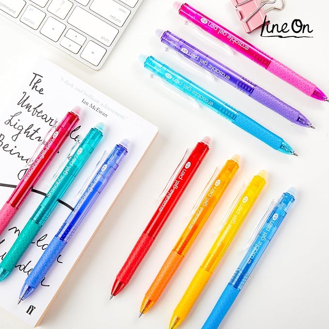 Lineon Erasable Gel Pens, 15 Colors Retractable 0.5mm Fine Point Erasable Pens - Image 8