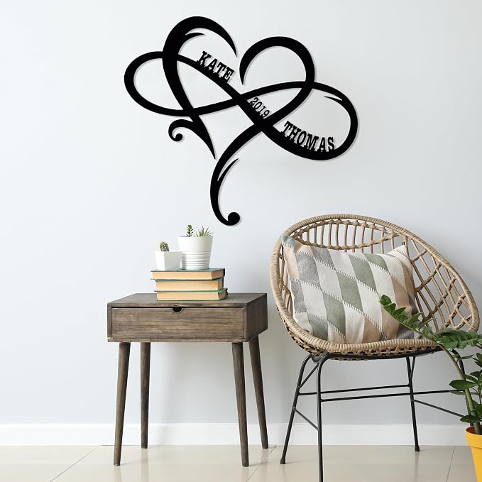Personalized Valentines Metal Wall Sign, Custom Infinity Heart Love Couple Name - Image 9