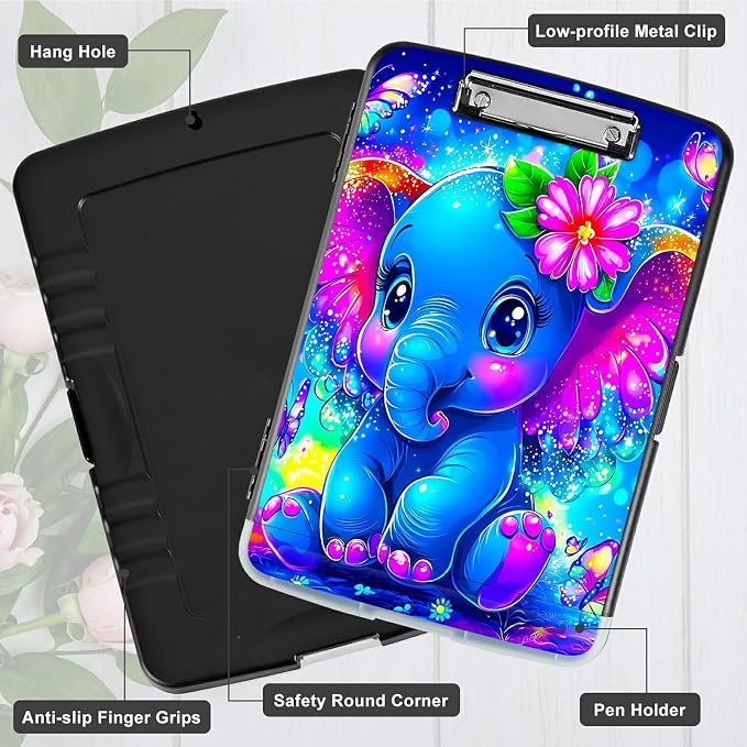 Blue Elephant Flowers A4 Clipboard - Image 5